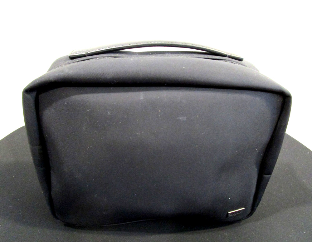 Away Brand 9.5" Black Nylon, Leather Small Hanging Toiletry Travel Bag